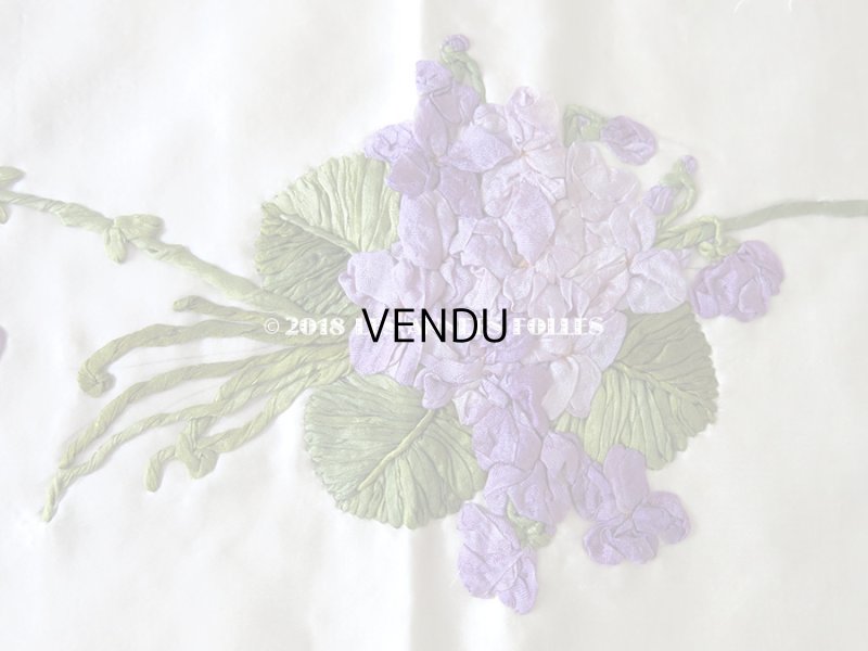 画像11: 未使用 19世紀末 アンティーク ドレス用 幅広 菫のリボン刺繍  1.21m 幅19.8cm