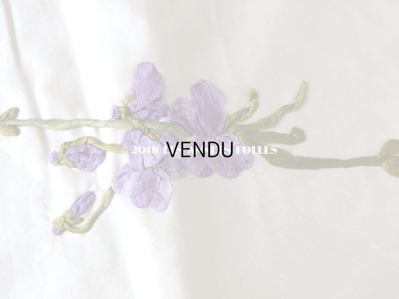 画像12: 未使用 19世紀末 アンティーク ドレス用 幅広 菫のリボン刺繍  1.21m 幅19.8cm