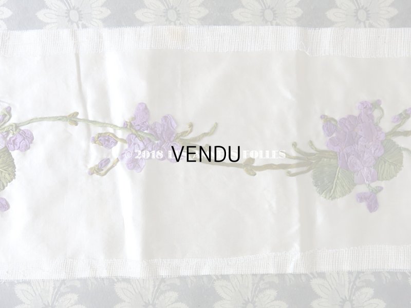 画像5: 未使用 19世紀末 アンティーク ドレス用 幅広 菫のリボン刺繍  1.21m 幅19.8cm