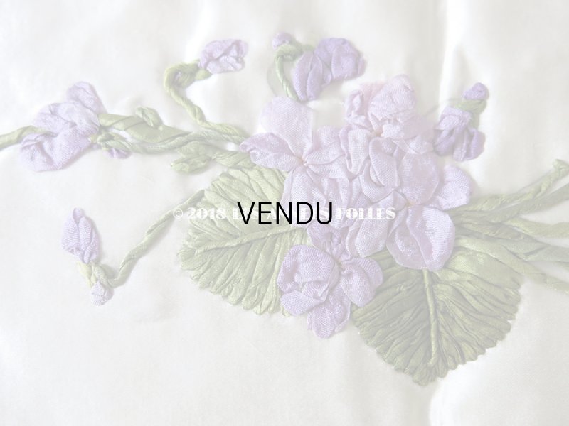 画像9: 未使用 19世紀末 アンティーク ドレス用 幅広 菫のリボン刺繍  1.21m 幅19.8cm