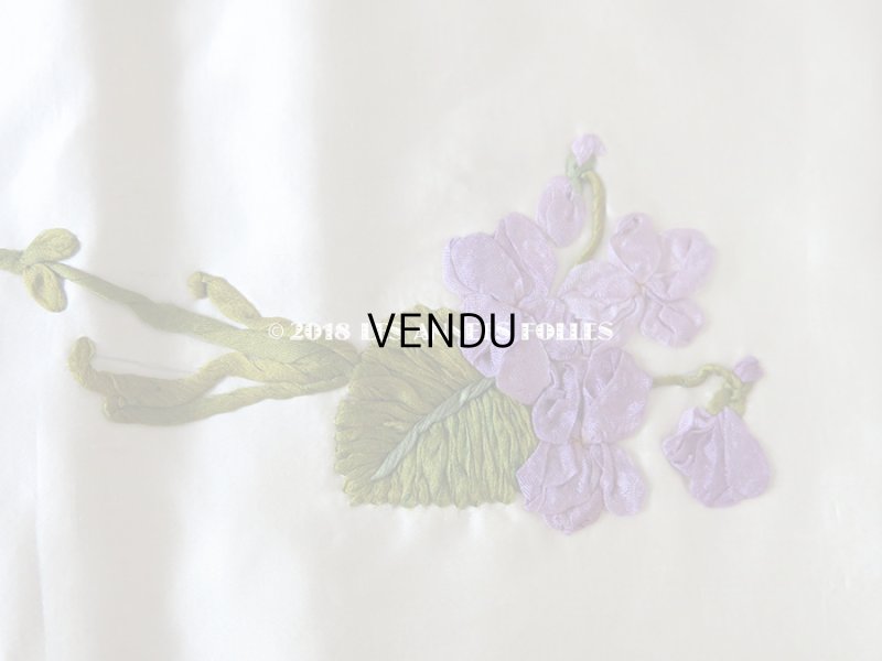 画像14: 未使用 19世紀末 アンティーク ドレス用 幅広 菫のリボン刺繍  1.21m 幅19.8cm