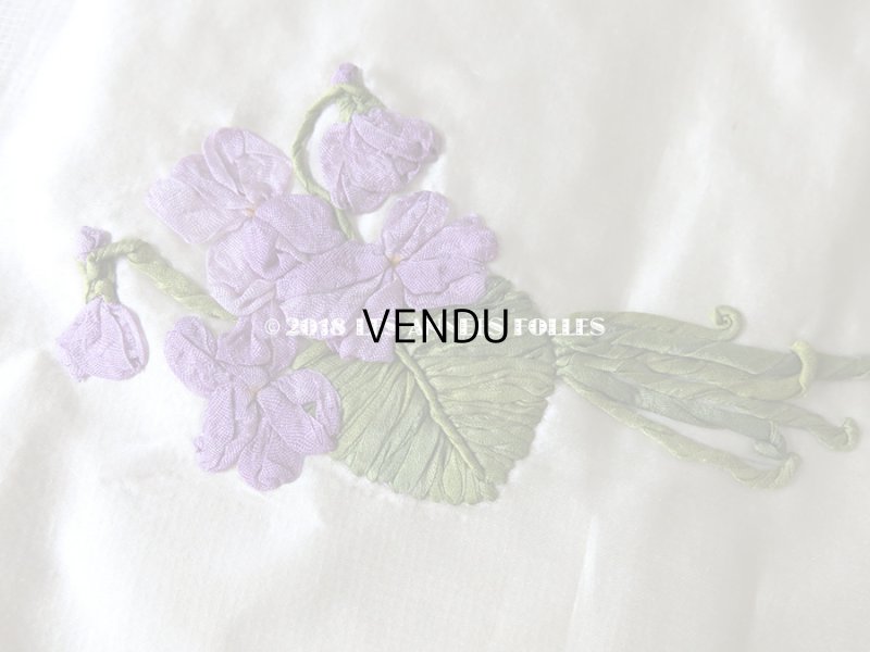 画像8: 未使用 19世紀末 アンティーク ドレス用 幅広 菫のリボン刺繍  1.21m 幅19.8cm