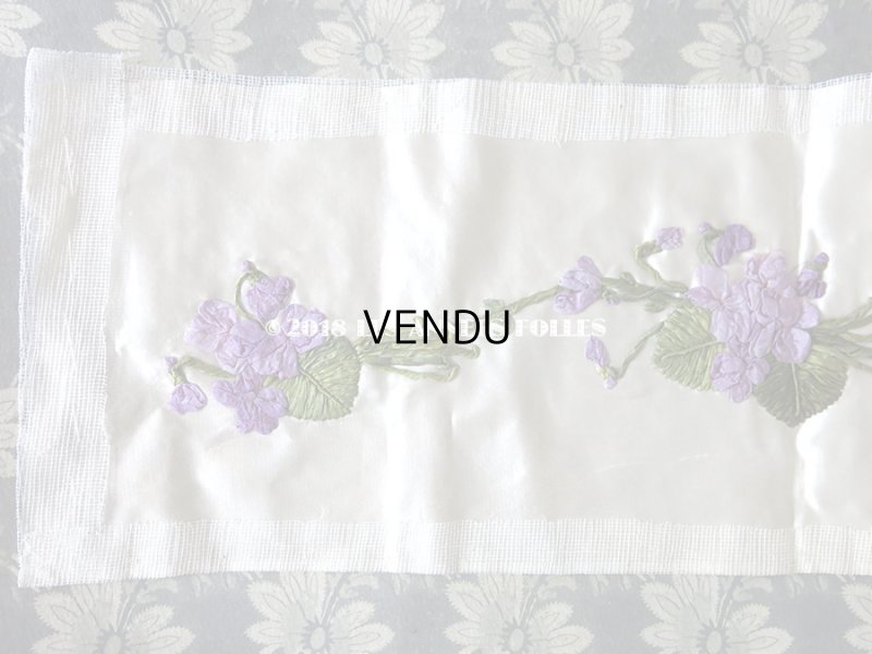 画像3: 未使用 19世紀末 アンティーク ドレス用 幅広 菫のリボン刺繍  1.21m 幅19.8cm