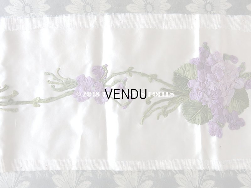 画像4: 未使用 19世紀末 アンティーク ドレス用 幅広 菫のリボン刺繍  1.21m 幅19.8cm