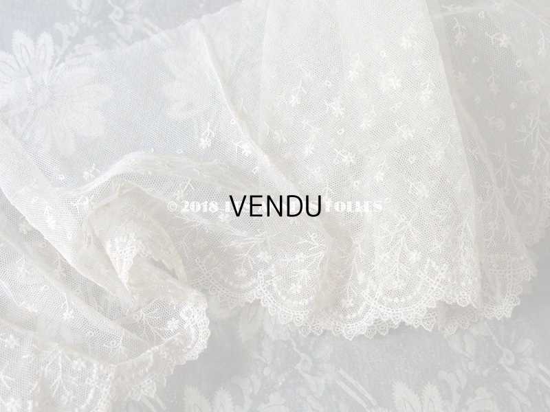 画像3: 1900年代 アンティーク 幅広 チュールレース 小さな花模様 エクリュ 1.08m 