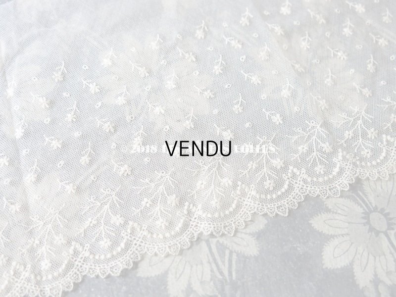 画像4: 1900年代 アンティーク 幅広 チュールレース 小さな花模様 エクリュ 1.08m 