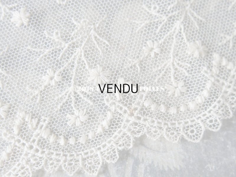 画像9: 1900年代 アンティーク 幅広 チュールレース 小さな花模様 エクリュ 1.08m 