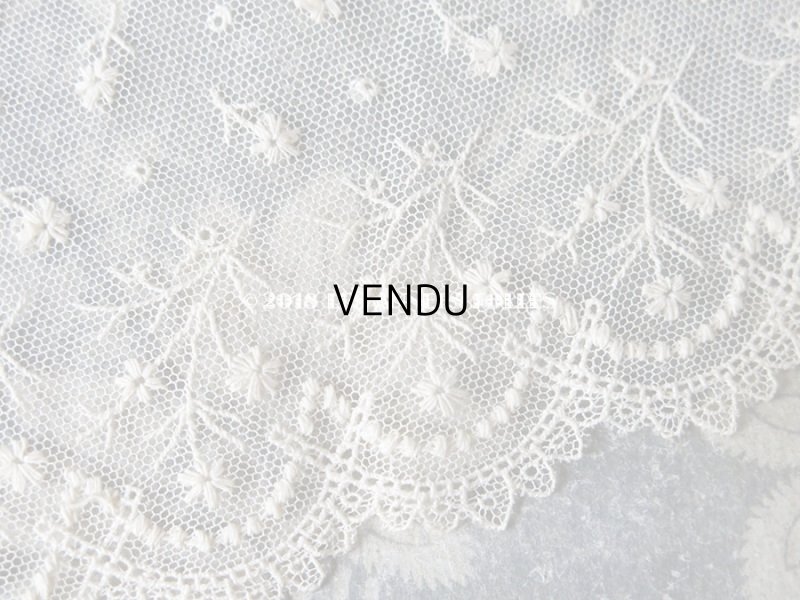 画像5: 1900年代 アンティーク 幅広 チュールレース 小さな花模様 エクリュ 1.08m 