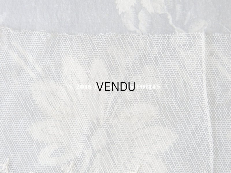 画像7: 1900年代 アンティーク 幅広 チュールレース 小さな花模様 エクリュ 1.08m 