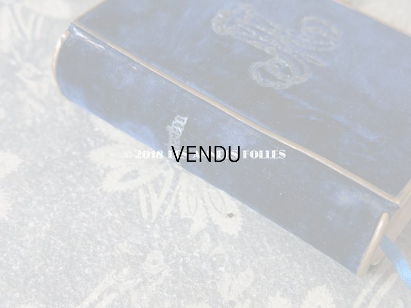 画像4: 1870年 アンティーク ミサ典書 ダークブルーのベルベット