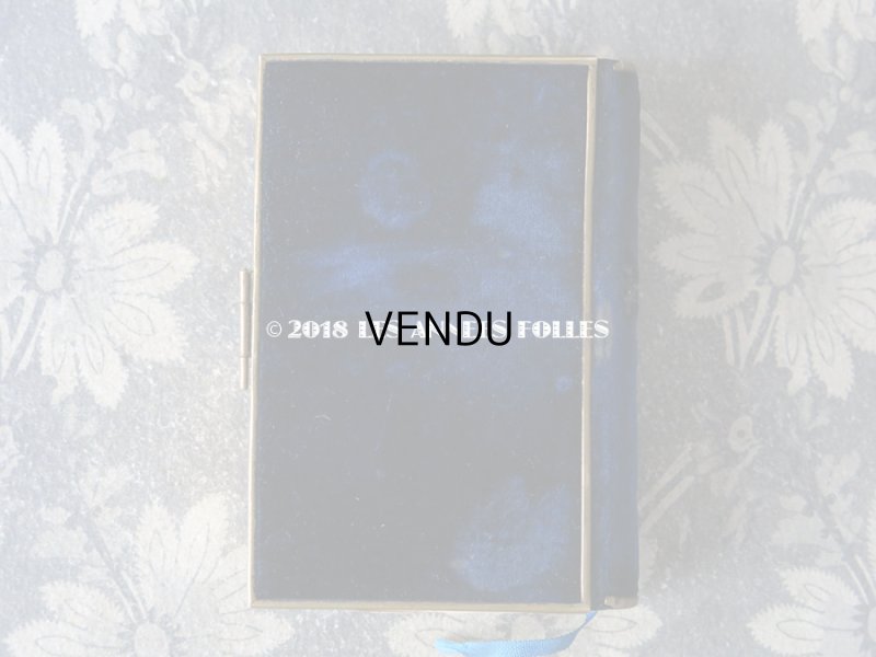 画像3: 1870年 アンティーク ミサ典書 ダークブルーのベルベット