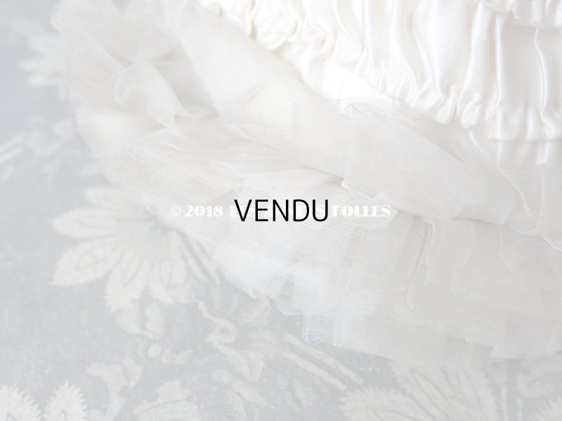 画像10: アンティーク ドール用  シルクサテン & フリルのボネ