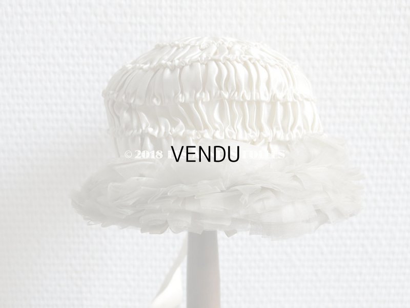 画像4: アンティーク ドール用  シルクサテン & フリルのボネ