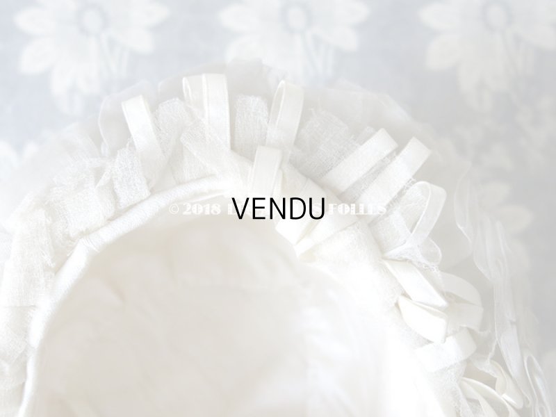 画像12: アンティーク ドール用  シルクサテン & フリルのボネ