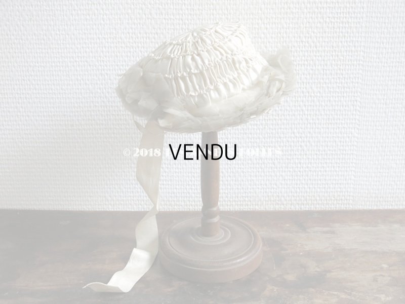 画像3: アンティーク ドール用  シルクサテン & フリルのボネ