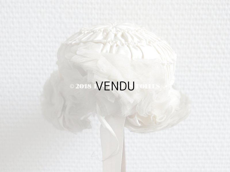 画像6: アンティーク ドール用  シルクサテン & フリルのボネ