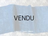 19世紀末 アンティーク シルク製 幅広19cm幅 ベルベットのリボン ストライプ柄 ブルー 52cm　