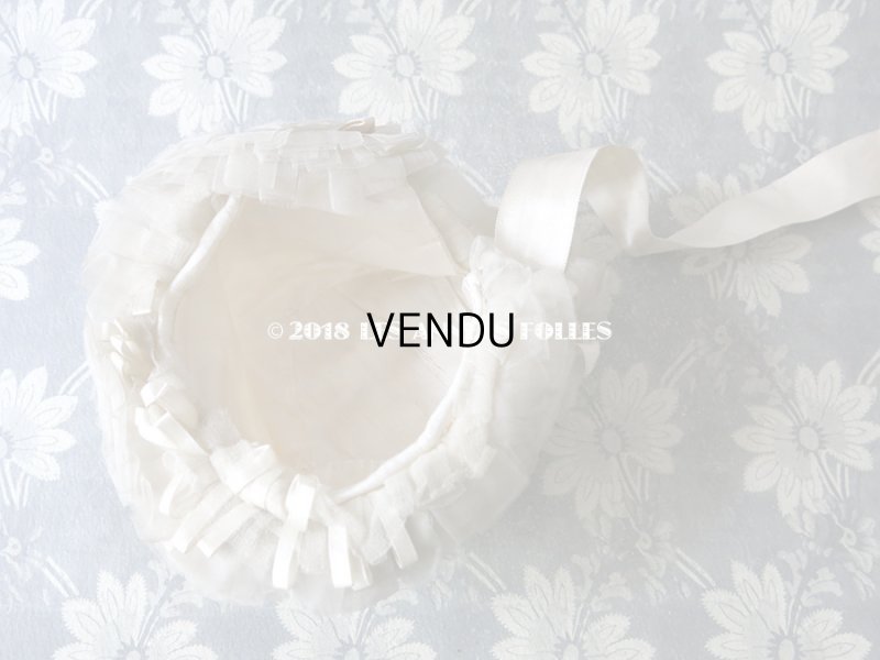 画像11: アンティーク ドール用  シルクサテン & フリルのボネ