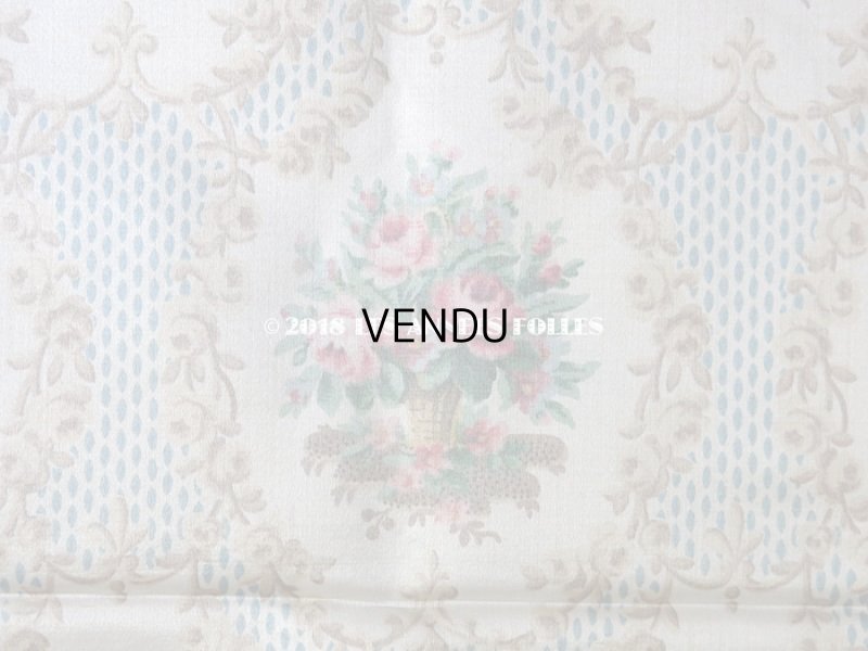 画像3: 未使用 1900年代 アンティーク  ローズパニエ柄 シルク製ファブリック 48×82cm