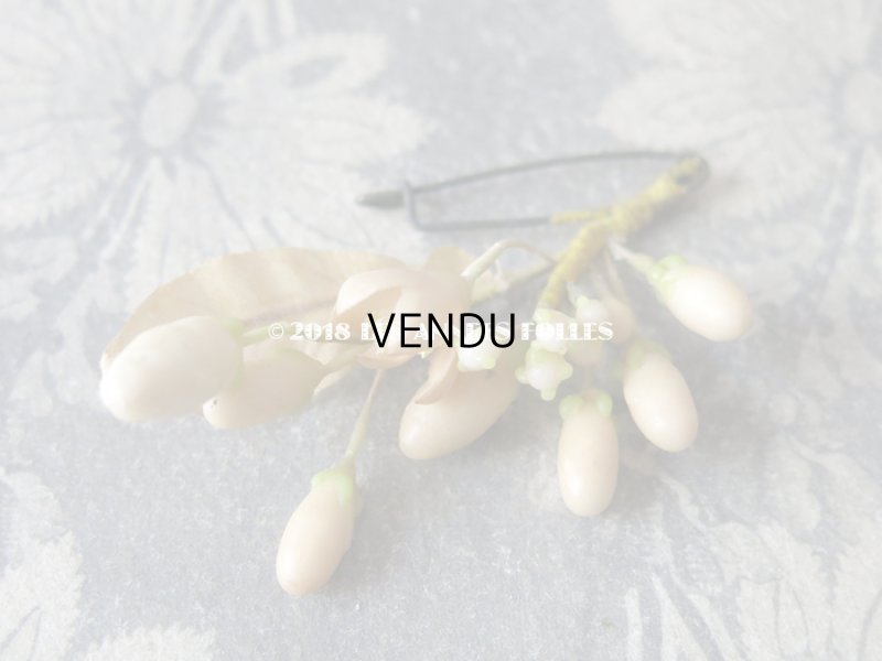 画像16: 1920年代 アンティーク ワックスフラワーのヘッドリース & ブローチ & ブーケのセット ウェディング 結婚式 ティアラ