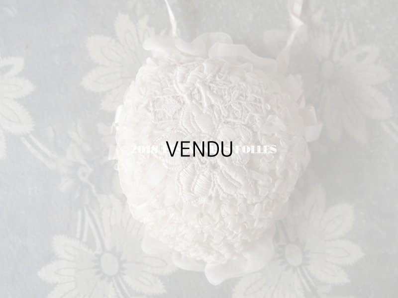 画像8: アンティーク ドール用 とても小さなボネ シルクオーガンジーのギャザー