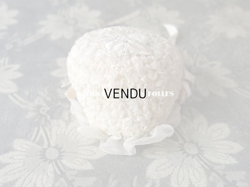 画像7: アンティーク ドール用 とても小さなボネ シルクオーガンジーのギャザー