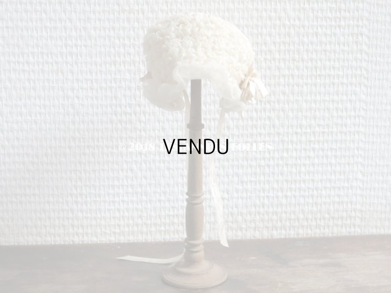 画像3: アンティーク ドール用 とても小さなボネ シルクオーガンジーのギャザー