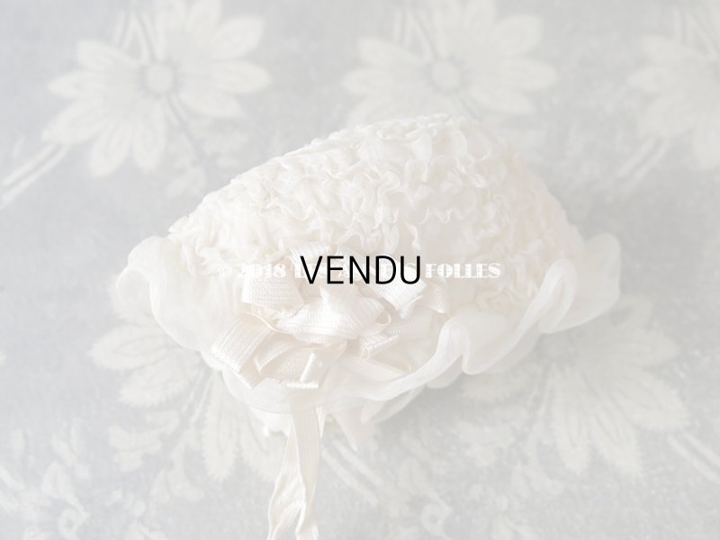 画像6: アンティーク ドール用 とても小さなボネ シルクオーガンジーのギャザー