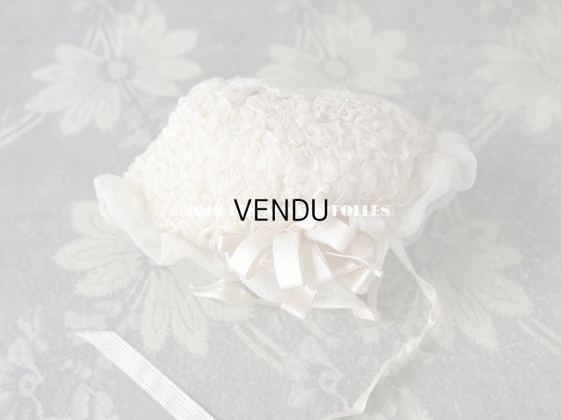 画像5: アンティーク ドール用 とても小さなボネ シルクオーガンジーのギャザー