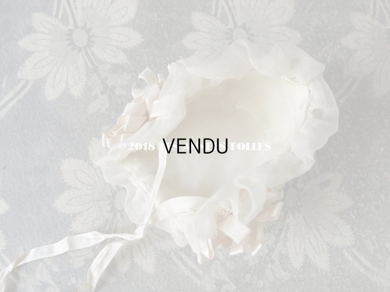 画像9: アンティーク ドール用 とても小さなボネ シルクオーガンジーのギャザー