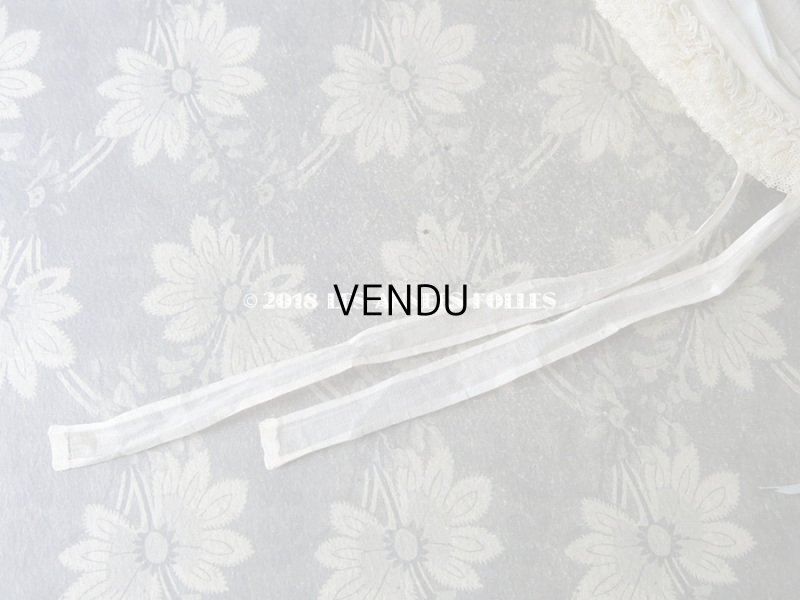 画像10: アンティーク ドール用ボネ 水色のリボン＆レースのフリル