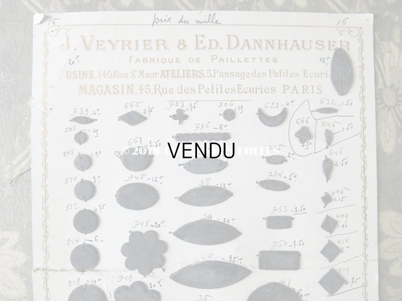 画像3: 1900年代 アンティーク  スパンコールのサンプラー J.Veyrier & ED.Dannhauser