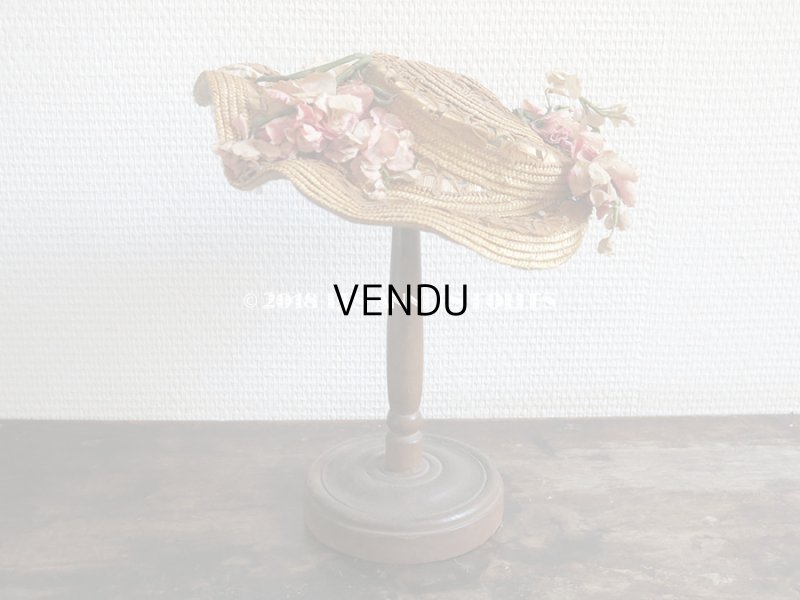 画像3: 19世紀 ナポレオン3世時代 アンティーク ジュモー用 ストローハット コサージュ付