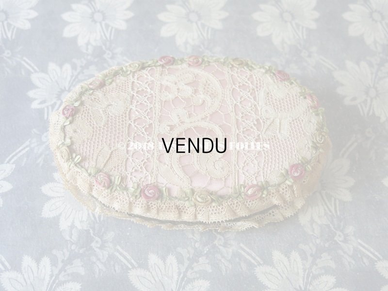 画像3: アンティーク　ロココトリム & レース ピンクのお菓子箱　シルク製