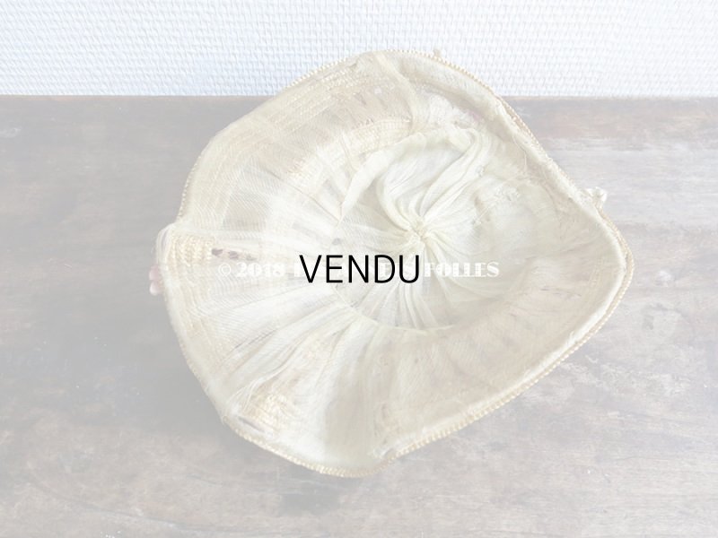 画像15: 19世紀 ナポレオン3世時代 アンティーク ジュモー用 ストローハット コサージュ付