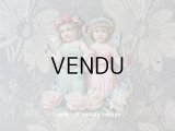アンティーク クロモ 薔薇＆勿忘草に囲まれた妖精たち