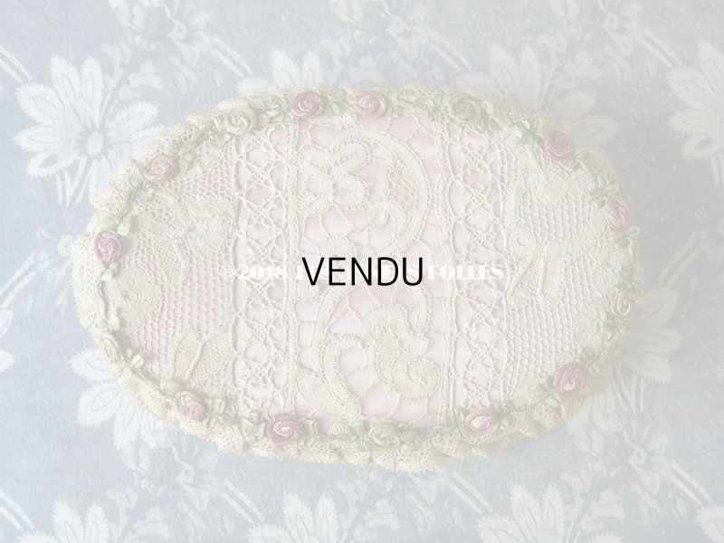 画像4: アンティーク　ロココトリム & レース ピンクのお菓子箱　シルク製