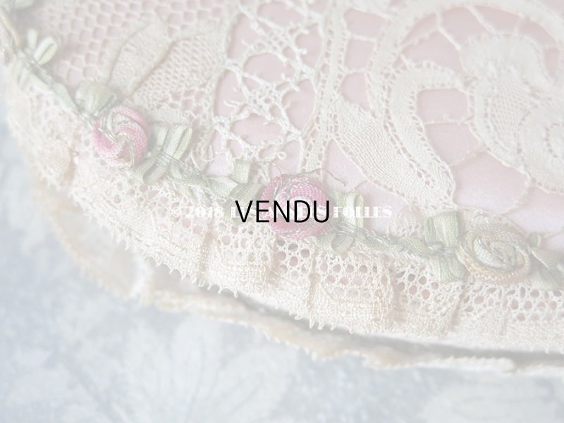 画像7: アンティーク　ロココトリム & レース ピンクのお菓子箱　シルク製