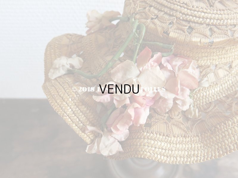 画像11: 19世紀 ナポレオン3世時代 アンティーク ジュモー用 ストローハット コサージュ付