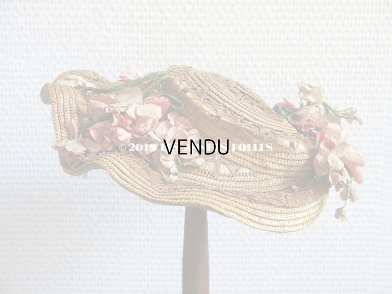 画像4: 19世紀 ナポレオン3世時代 アンティーク ジュモー用 ストローハット コサージュ付