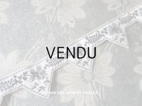 19世紀末 アンティーク シルク製 トリム ジャガード織の花模様 1.53〜1.9m