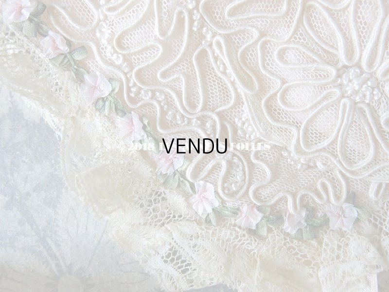 画像5: 1920年代 アンティーク ボネ ロココリボン & コード刺繍