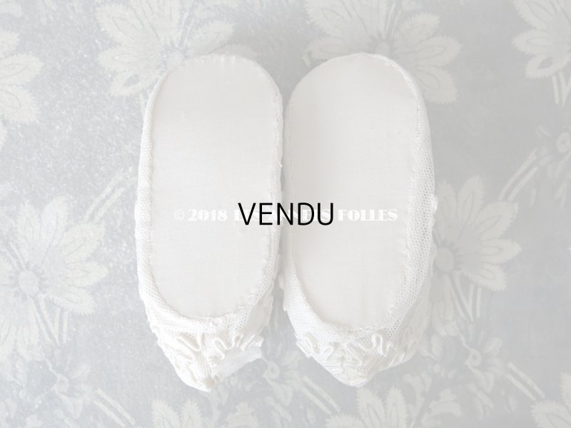 画像7: 1920年代 アンティーク ベビー用シューズ  薔薇のロココモチーフ&コード刺繍