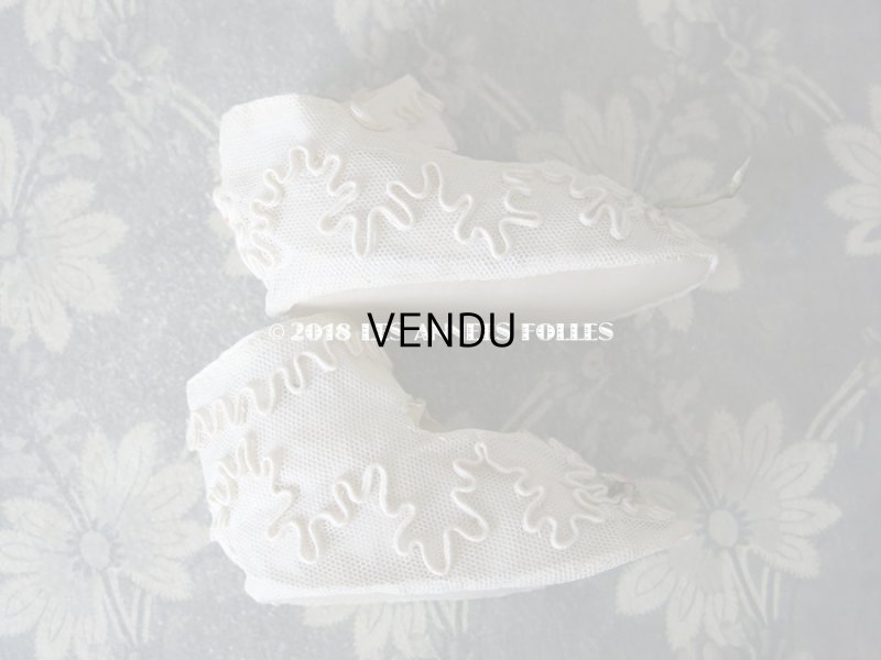 画像6: 1920年代 アンティーク ベビー用シューズ  薔薇のロココモチーフ&コード刺繍