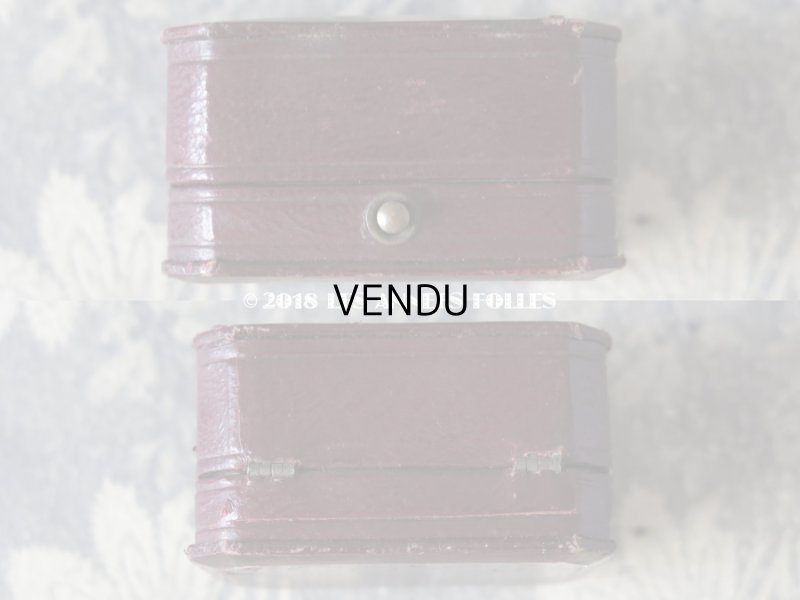 画像7: アンティーク 本革製 ジュエリーボックス ボルドー イヤリング＆ピアス