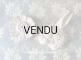 アンティーク 石膏のオーナメント  うさぎ＆花