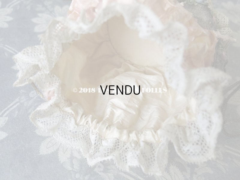 画像4: 19世紀初頭 アンティーク ミラー付　ロココトリム＆レースのオモニエール シルク製