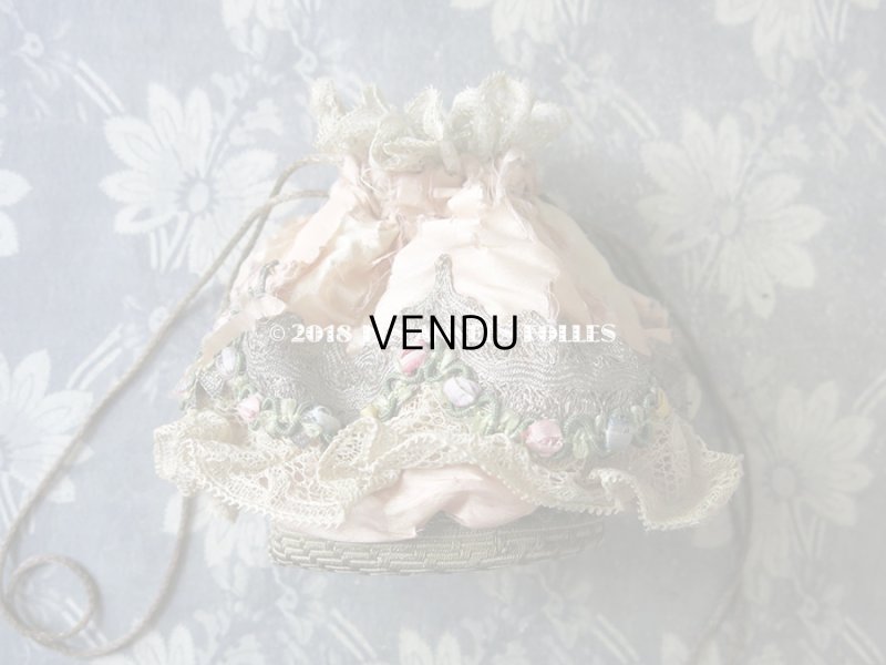 画像9: 19世紀初頭 アンティーク ミラー付　ロココトリム＆レースのオモニエール シルク製