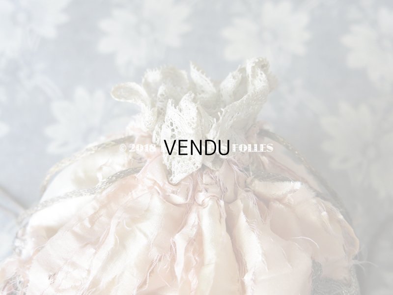 画像10: 19世紀初頭 アンティーク ミラー付　ロココトリム＆レースのオモニエール シルク製