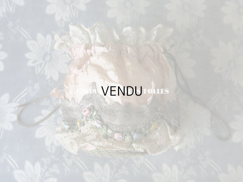 画像6: 19世紀初頭 アンティーク ミラー付　ロココトリム＆レースのオモニエール シルク製